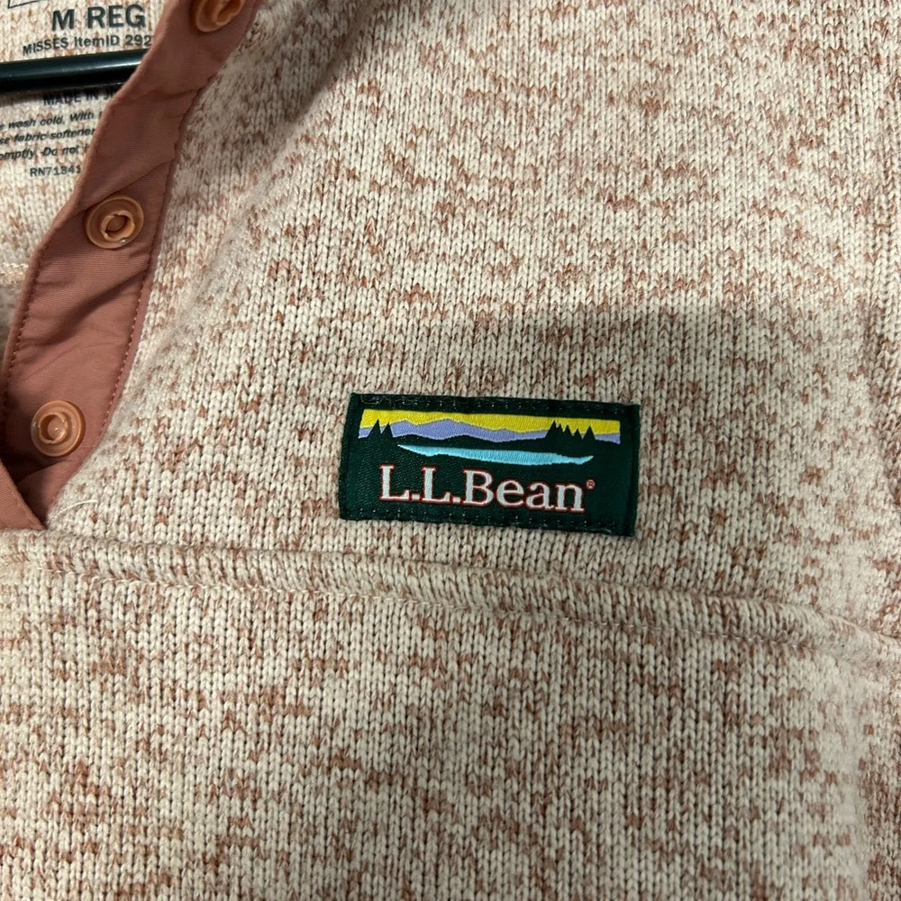 L.L. Bean Pink Marled Sweater with Button Detail - Picture 3 of 4